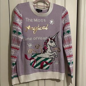 Lavender magical unicorn sequin sparkly Christmas sweater
